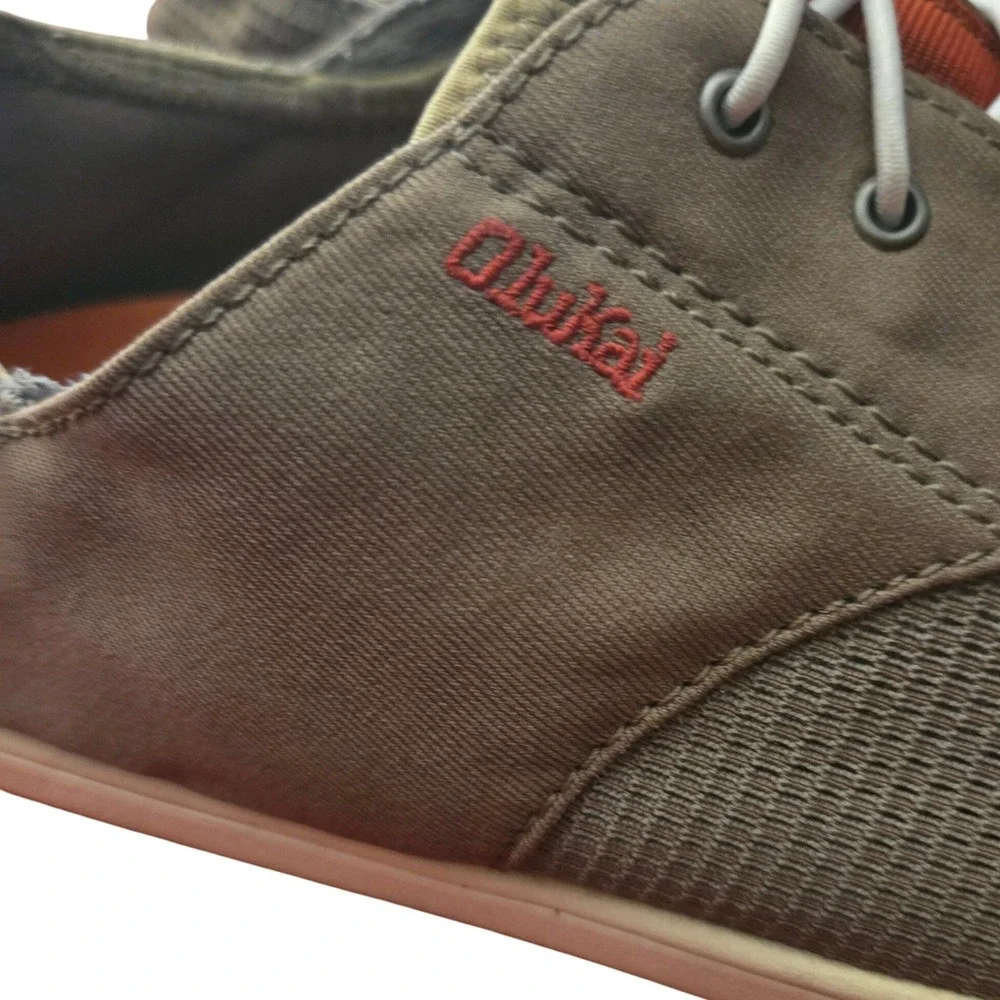 OluKai Nohea Moku Mens 10.5 Olive Green Clay Mesh Boat Shoes 10283-RK13